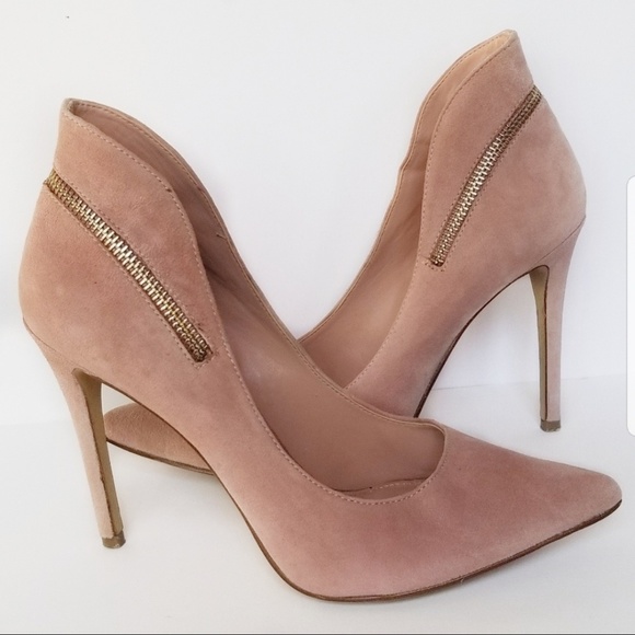 blush suede heels